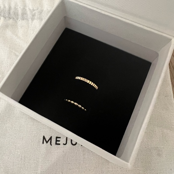 Mejuri Jewelry - NWT Mejuri Ring Bundle - Eternity Line Band & Beaded Marquise Stacker Ring